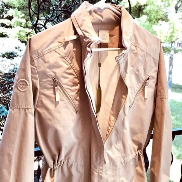 MAX STUDIO BEIGE UTILITY JACKET WITH HOOD M NWT - Picture 2 of 11